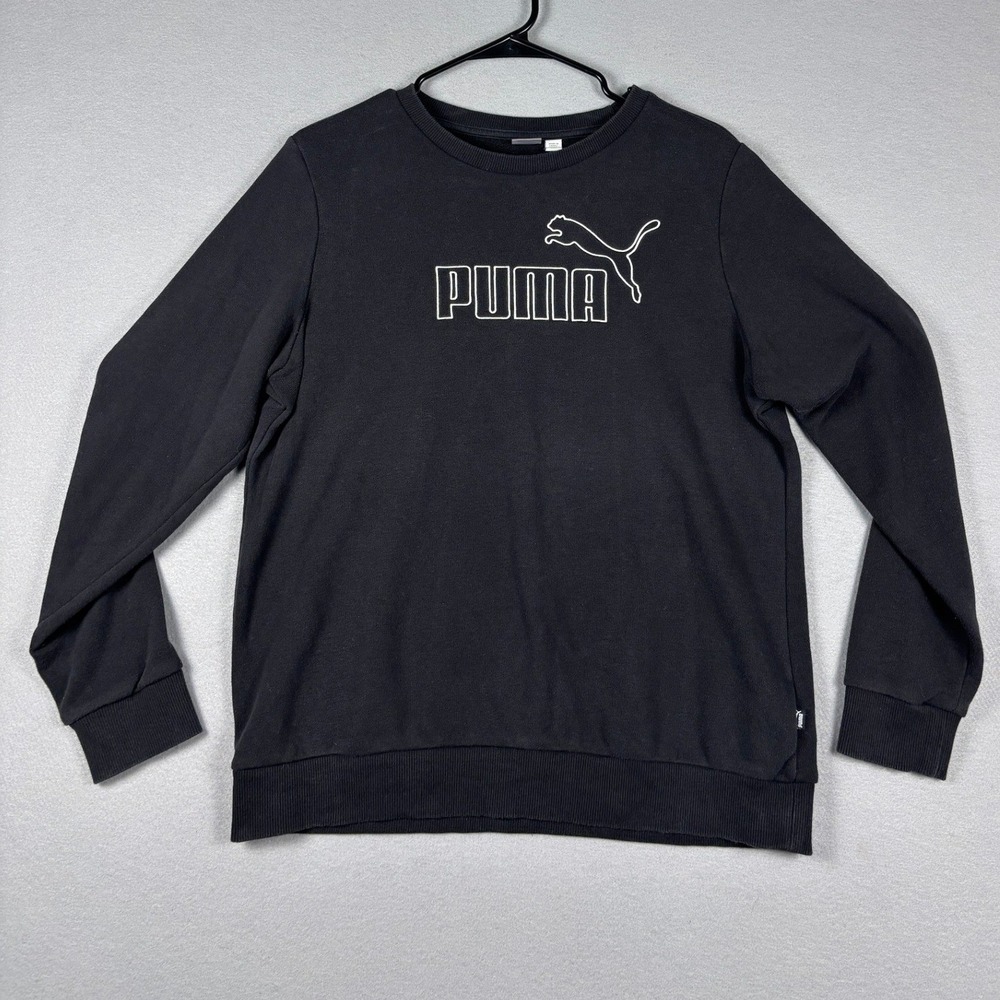 Puma Essentials Crewneck Sweatshirt Logo Graphic Black Size L 674090-01